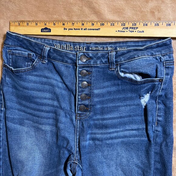 Vanilla Star Highrise Skinny‎ W31/13 Blue Jeans Distressed Stretch Mid Wash (O) - Picture 8 of 11